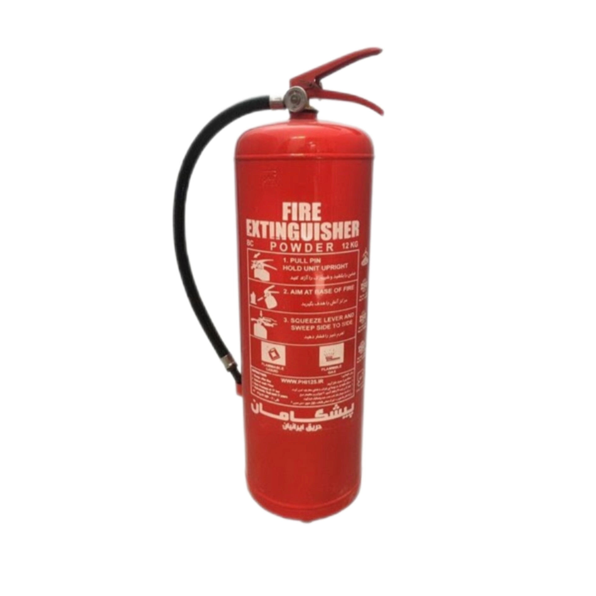 کپسول آتش نشانی۱۲کیلیویی پودروگازپیشگامانABCتاییدیه دار 12 kilo powder and gas fire extinguishers, approved ABC pioneers