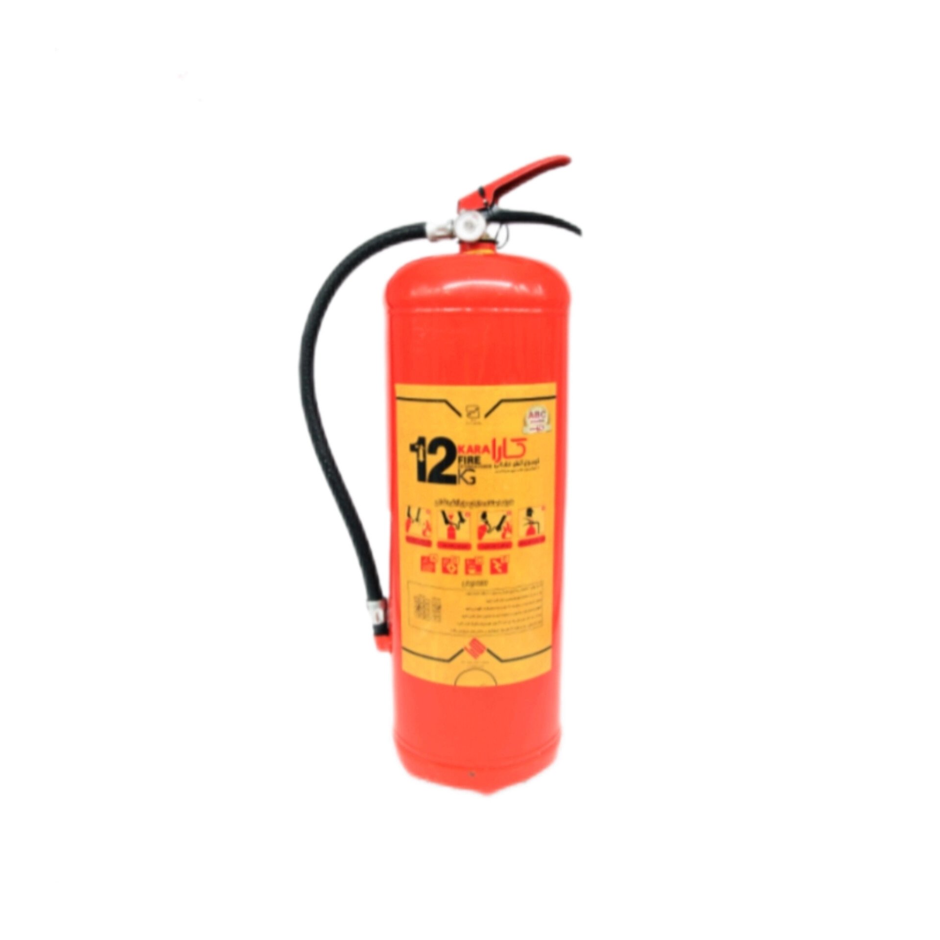 کپسول آتش نشانی۱۲کیلیویی پودروگاز کارا ABCتاییدیه دار 12 kilo powder and gas fire extinguisher with ABC approval